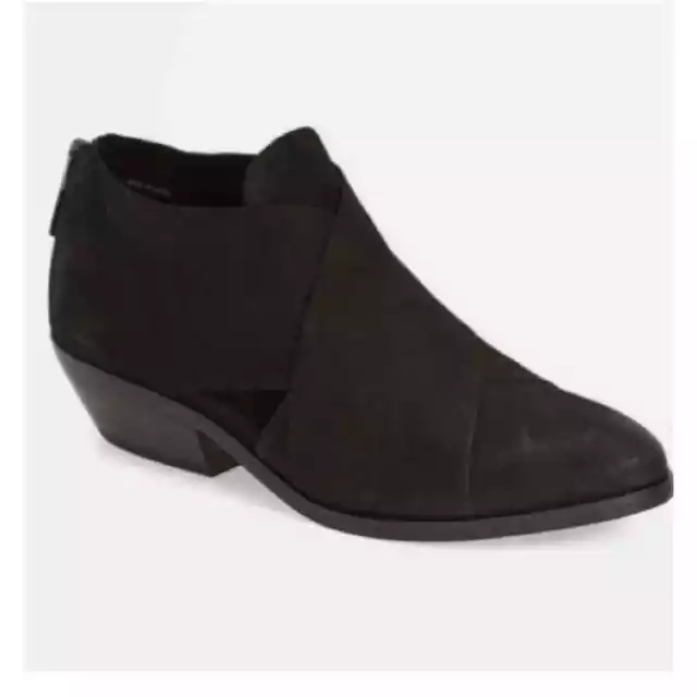 Eileen Fisher Ankle Cluster Cut Out Crossover Bootie Black Leather Women’s Sz 10