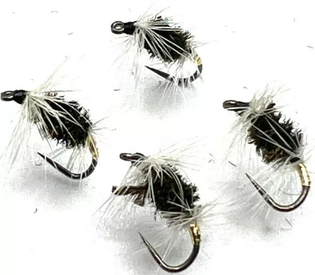 4, 6, 8 or 12 Trout Fly Fishing DRY Flies DOUBLE BADGER BARBED/BARBLESS 1st Post