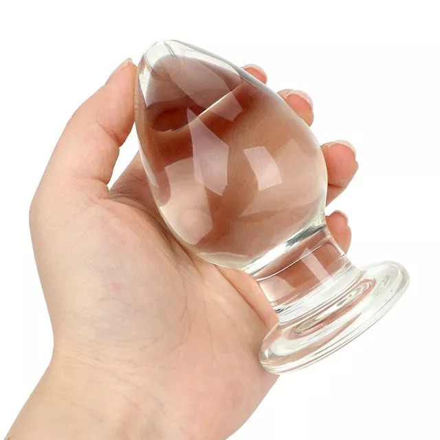 Crystal-Clear-Round-Thick-Glass-Anal-Stretcher-Butt-Plug-Sex-Dildo-Toys