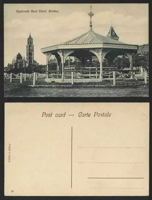 India Old Postcard Esplanade Band Stand Bandstand, Bombay, Clock Tower (British)