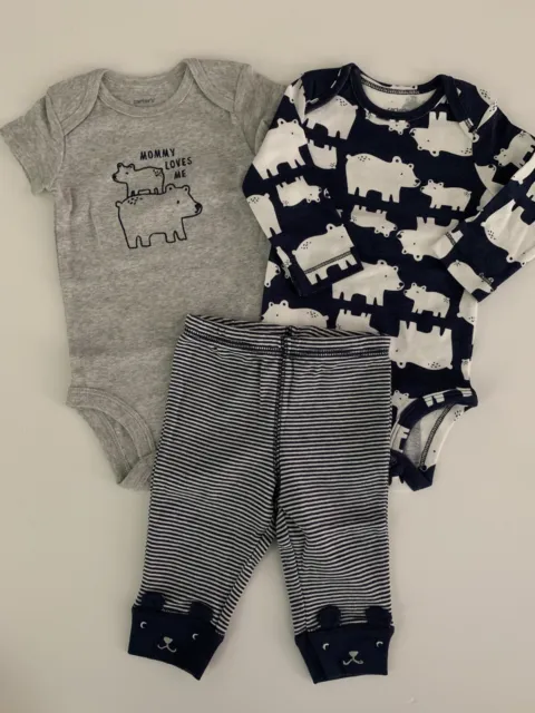 Carters Baby Boys Bodysuits Pants Set Size Preemie 3 6 9 12 18 Months Blue Bear