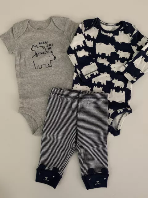 Carters Baby Boys Bodysuits Pants Set Size Preemie 3 6 9 12 18 Months Blue Bear