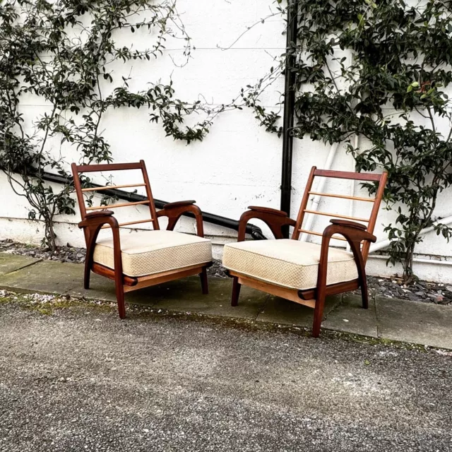 C.1950/60’s Pair of Mid-Century Teak Armchairs Vintage Retro