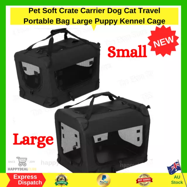 Pet Soft Crate Carrier Dog Cat Travel Portable Bag Large Puppy Kennel Cage