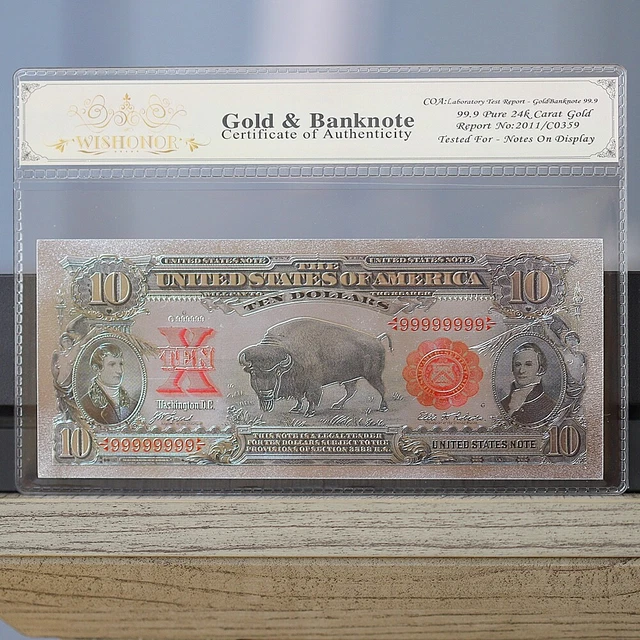 100mg .999 Silver 1901 $10 Ten Dollars Bison Legal Tender Currency White COA