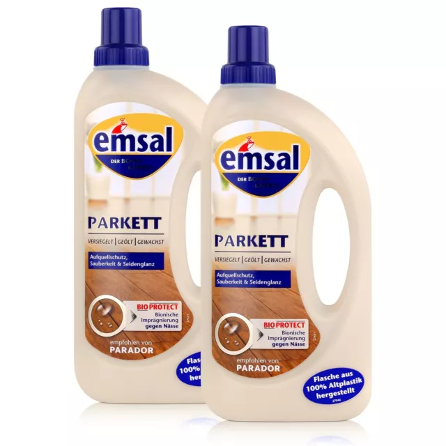 emsal Boden-Pflege Parkett 1 Liter mit Bioprotect Imprägnierung (2er Pack)