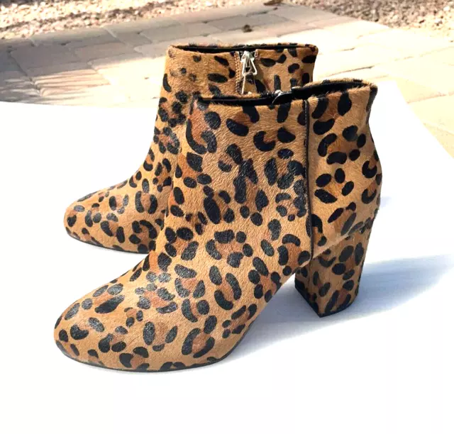 NUEVO $130 TOPSHOP millas Botas con estampado de leopardo cabello genuino de becerro de becerro 11 2