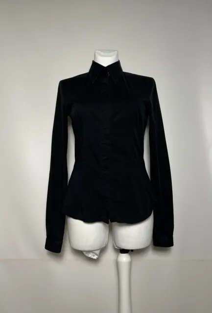 Dolce & Gabbana Women's Long Sleeve Shirt Hook Buttons Black Size 32/46