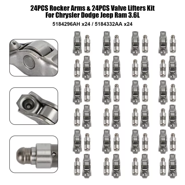 24PCS Rocker Arms & 24PCS Valve Lifters Kit Pour Chrysler Ram 3.6L