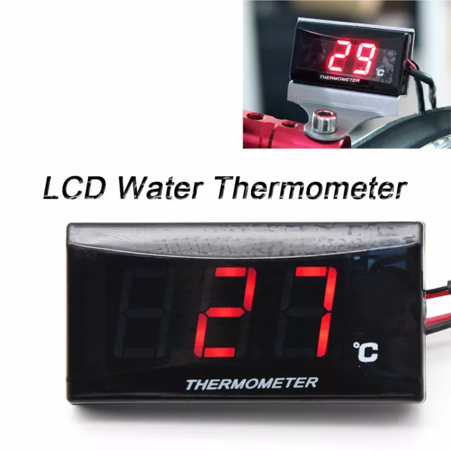 Red LCD Digital Water Temp Thermometer Gauge Meter For Motorcycle Scooter ATV