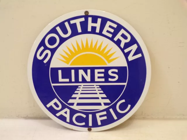 vintage porcelain enamel sign Southern Pacific Lines  Railroad train