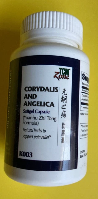 New TCM Zone 100 Corydalis and Angelica Softgel Capsules for Migraines and Pain