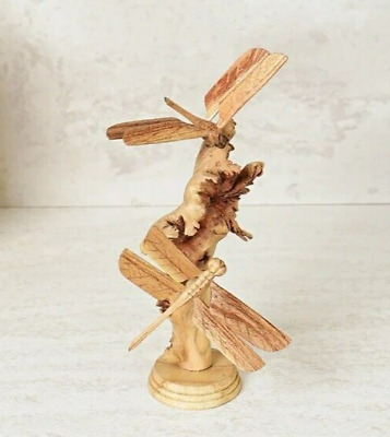 Wooden Dragonfly Couple Sculpture, Hand Carved, Home Decor, Mothers Day Gift