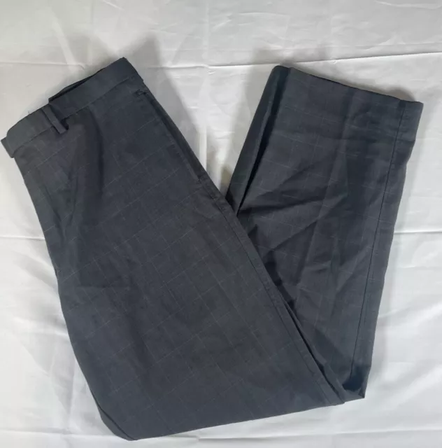 Pantaloni Next 34R grigio lana poliestere gamba dritta da uomo a quadretti