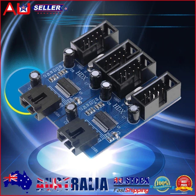 9 Pin USB Header Male 1 to 4 Female Extension Cable Card Desktop USB2.0 HUB AU