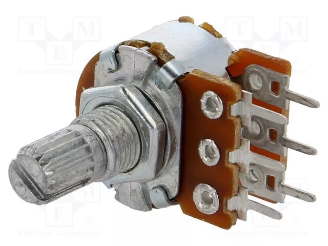 Potentiomètre: Tht 6mm 22kΩ 20% 63mW 1-Drehung Métal R16148-1B-2-A22K Carbones