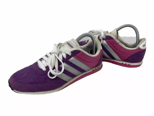 Ladies Adidas Neo Label Purple Pink Trainers Running Shoes Gym UK Size 7 Lace Up