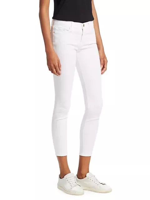 New Frame Denim Le Skinny De Jeanne Crop Jeans Mid RIse Stretch Blanc White 28 3