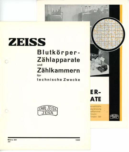 CARL ZEISS JENA Prospekt BLUTKÖRPER-ZÄHLAPPARATE Broschüre von 1939 (Y4383