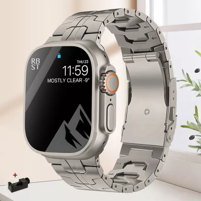 Titanium Metal Band Strap for Apple Watch Ultra iWatch SE 9 8 7 6 5 4 42/45/49mm