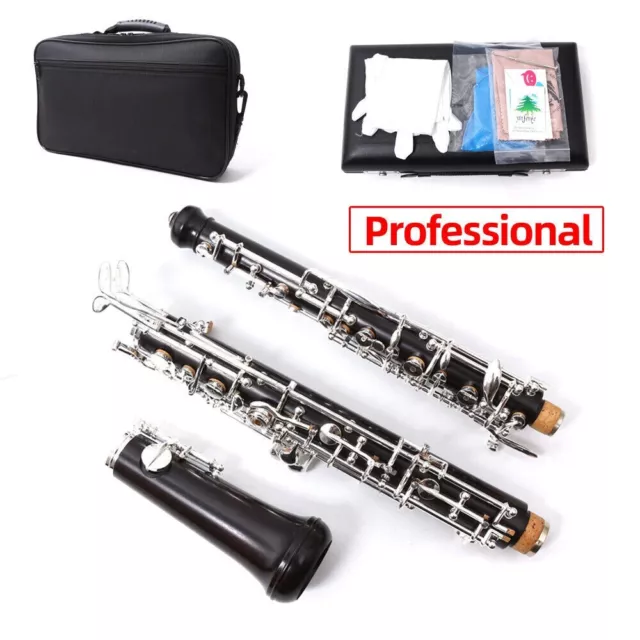 Yinfente Professional Oboe Ebony wood C key left F Resonance Silver plated key