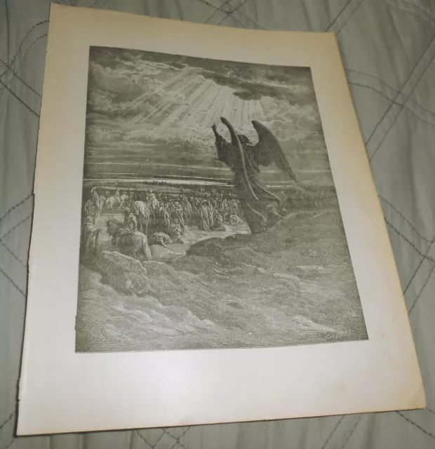 1889 Original Gustave Dore Engraving BibleTalk ~An Angel Appears to Israelites ~