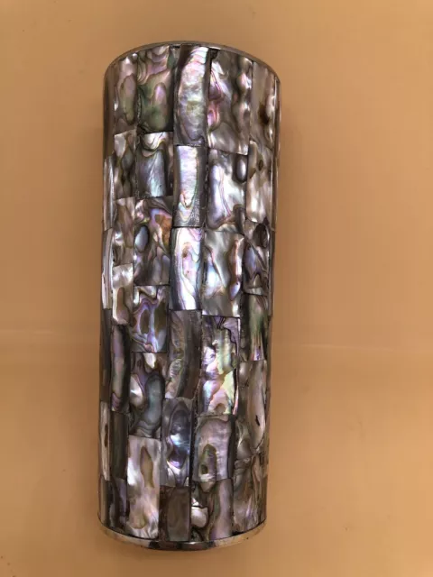 Vintage Alpaca Mexico Silver and Abalone Mid Century Drinking Cup / or Vase. (X)