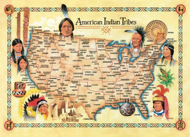 386539 Canva Native Indian Tribes of North America Map WALL PRINT POSTER US