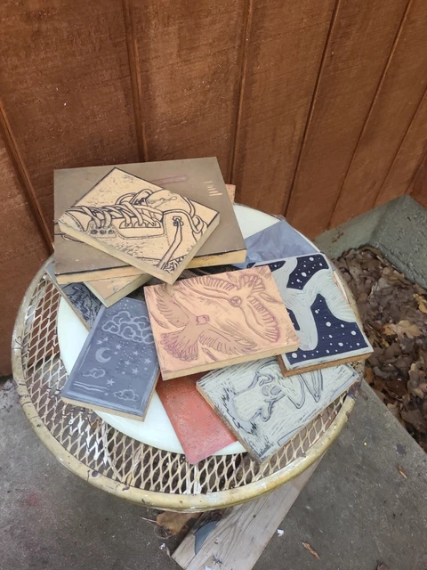 Lot Of 13 Printers Print Vintage Advertising Wood Blocks Block Metal