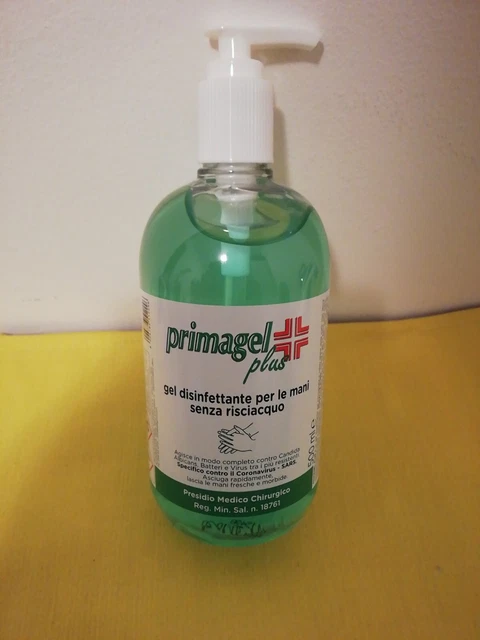 18 Gel Disinfettante Per Mani Primagel Plus Con Dosatore 500Ml Lotto 18 Pezzi