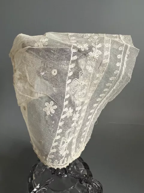 19thc Victorian Antique Limerick Lace Baby Cap Bonnet