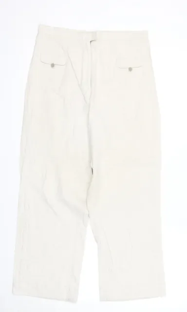 Finess Womens Beige Linen Trousers Size 14 Regular Zip