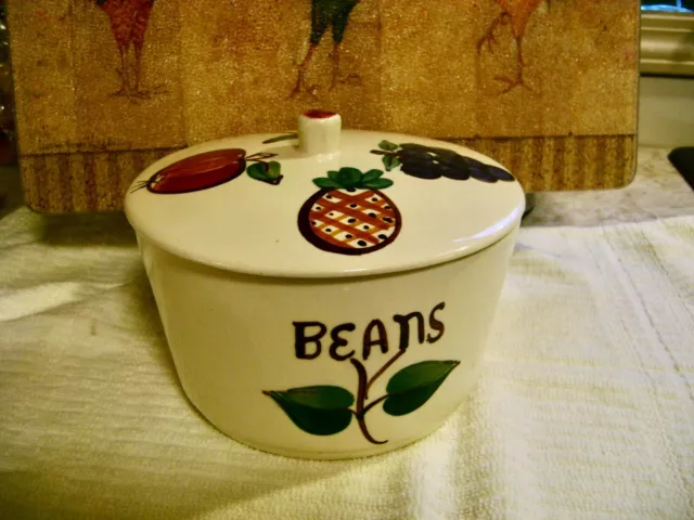 Vintage Purinton Pottery Bean Pot Fruit  Pattern 1940"s 5.5 inches High No Stand