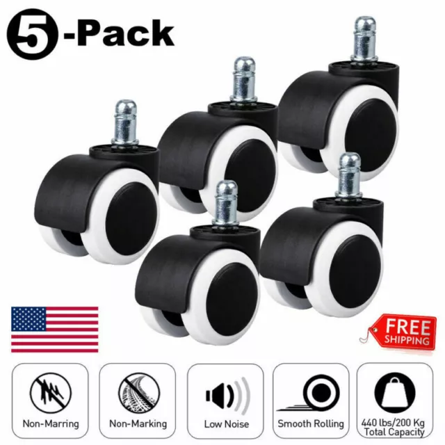 5 pezzi sedia ufficio ruote ruota gomma per legno duro set ricambio pavimento 7/1*H7