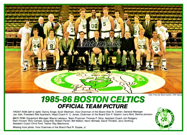 NBA 1986 Boston Celtics Team Picture with Names Color 8 X 10 Photo Pic