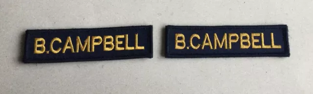 2 x New  Defence Forces Ireland Naval service B.CAMPBELL Name Patches