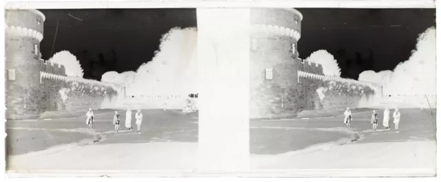Tour Family c1930 Photo NEGATIVE Stereo Glass Plate Vintage V34L5n