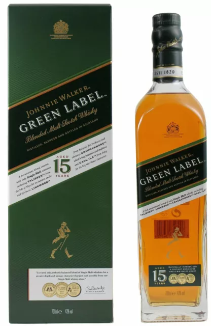 Johnnie Walker Green Label 15 Jahre Blended Scotch Whisky - 43% Vol. / 0,7Liter