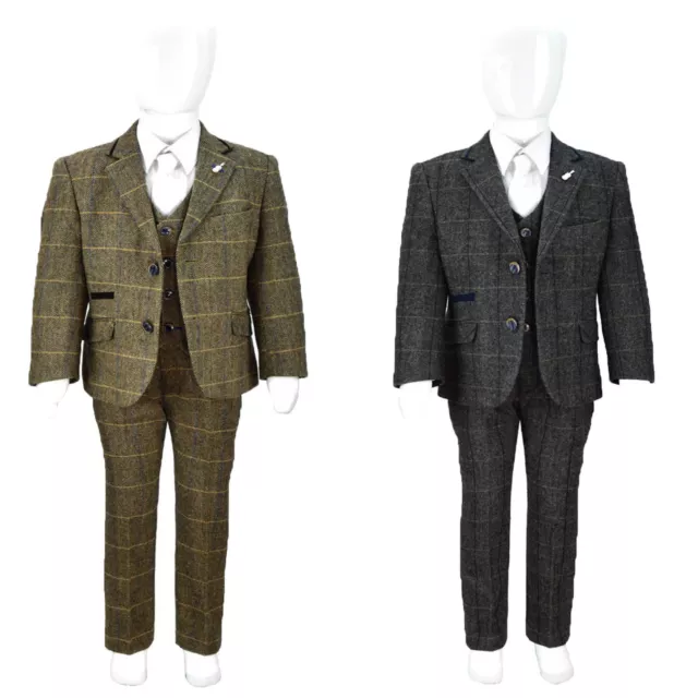 Blazer pantaloni vita camice bambini ragazzi tweed 3 pezzi tuta