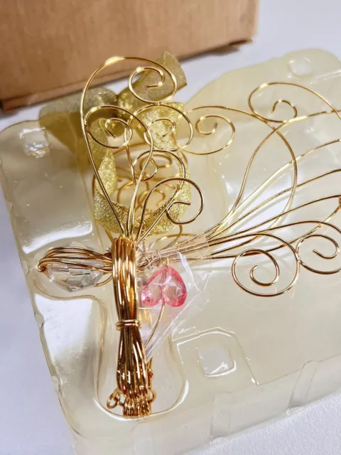 Avon Gold Wire Radiant Angel with Birthstone Ornament Oct Rose Zircon 2000 VTG 3