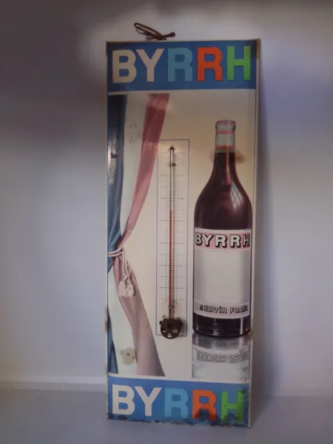 Ancienne Plaque Publicitaire De Marque Byrrh Avec Thermometre