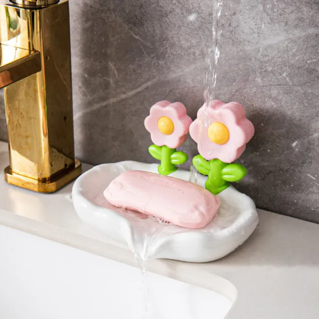 Plastic Cute Flower Soap Dish, Drain Soap Dish, Bathroom Soap Storage Rack