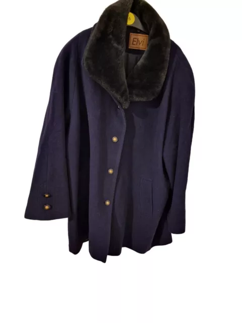 LADIES ELVI NAVY Wool Mid Length Wool Coat - Size 28 £49.99 - PicClick UK