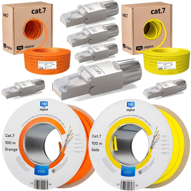 Cat7 Cat 7 Netzwerkstecker RJ45 Verlegekabel Kat Netzwerk Daten Kabel LAN AWG23