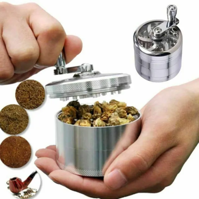 Smoke Grinder Herb Aluminum Hand Crank Herbal Tobacco Grinders 4-layer