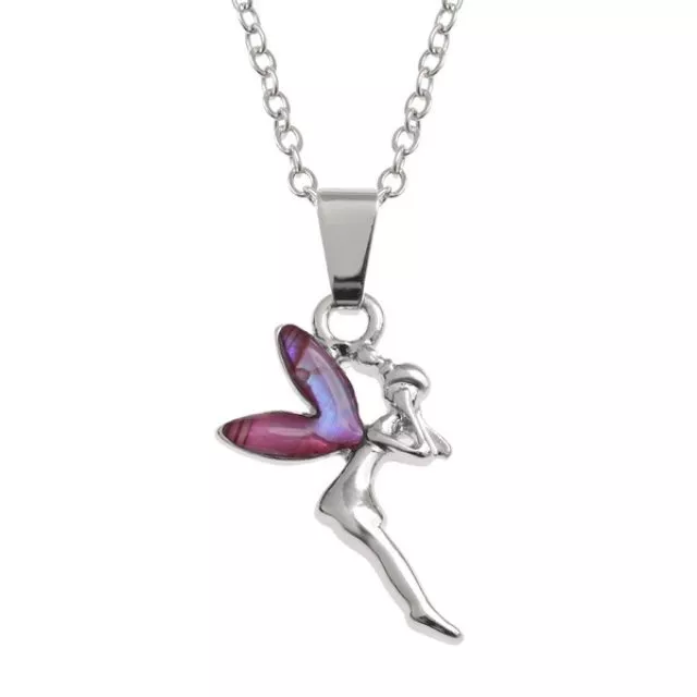 Fairy Rose Ailes Fée Clochette Motif Argent Collier 45.7cm Chaîne Cadeau