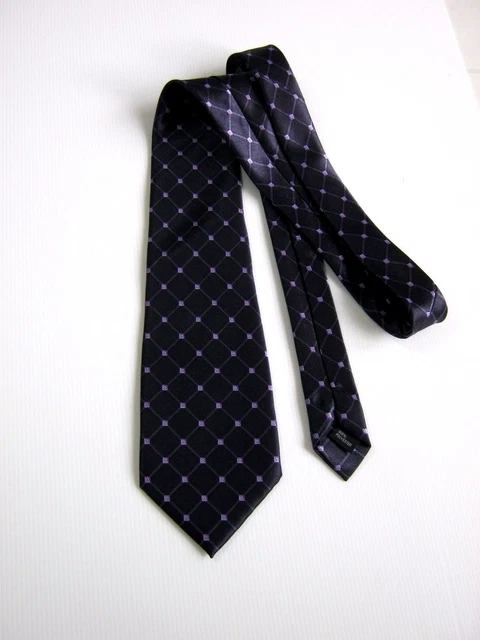 Cravate David Saddler Neuve - 100% Soie - Coupe Large Classique - Noir - Made In PRC