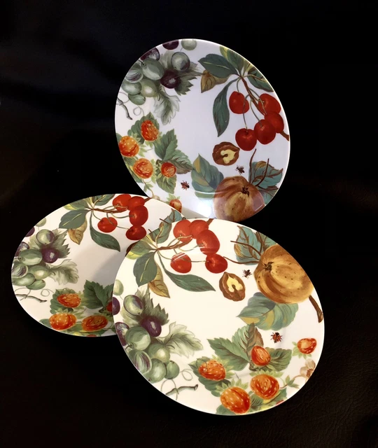 Laure Japy Limoges Fruit & Flowers Salad/Dessert Plate Set of 3 - 8 3/4" Laure Japy Limoges Fruit & Flowers Salad/Dessert Plate Set of 3 - 8 3/4"