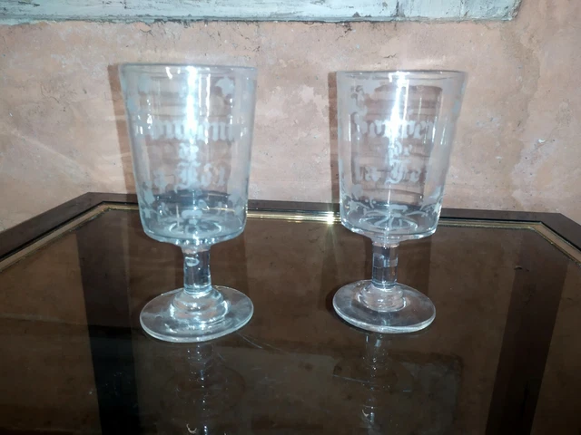 Ancien Verre Grave A L'acide  Souvenir De La Fete Xix