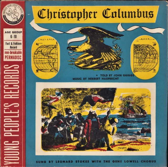 Christopher Columbus children's record 10" 1951 mint condition record and sleeve